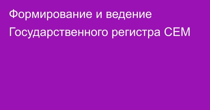 Формирование и ведение Государственного регистра СЕМ