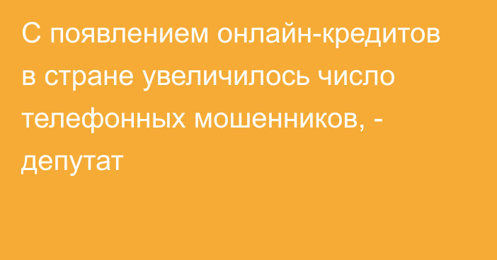 С появлением онлайн-кредитов в стране увеличилось число телефонных мошенников, - депутат