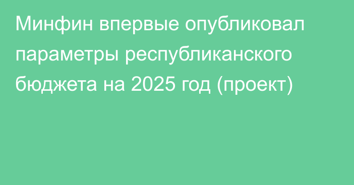 Минфин впервые опубликовал параметры республиканского бюджета на 2025 год (проект)