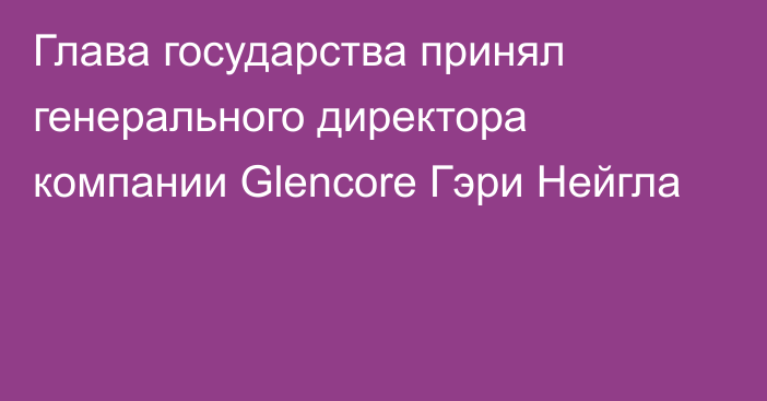 Глава государства принял генерального директора компании Glencore Гэри Нейгла