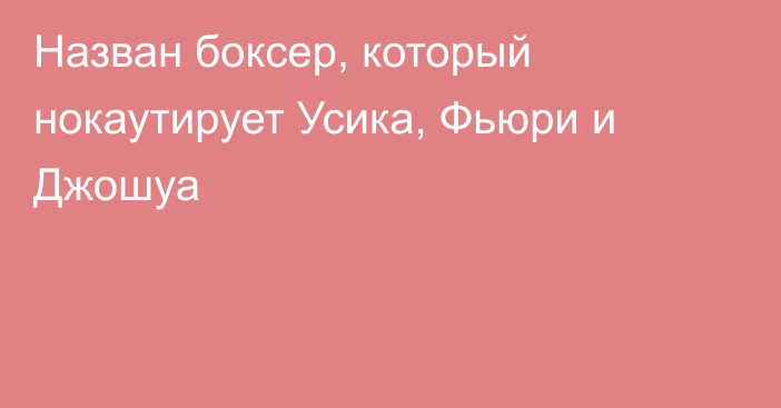 Назван боксер, который нокаутирует Усика, Фьюри и Джошуа