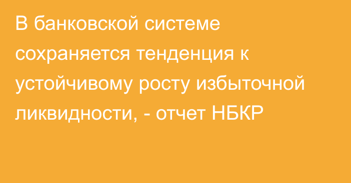 В банковской системе сохраняется тенденция к устойчивому росту избыточной ликвидности, - отчет НБКР