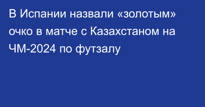 В Испании назвали «золотым» очко в матче с Казахстаном на ЧМ-2024 по футзалу