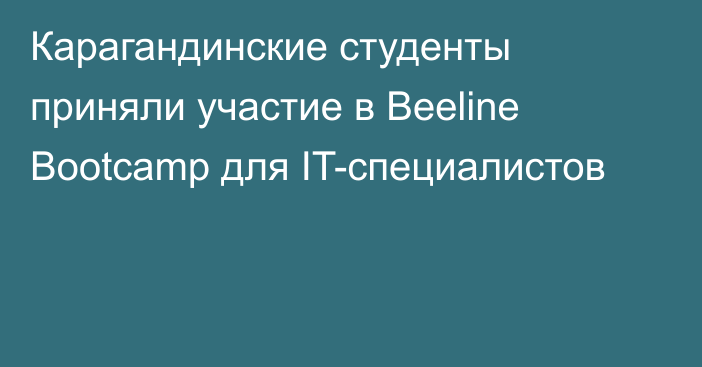 Карагандинские студенты приняли участие в Beeline Bootcamp для IT-специалистов