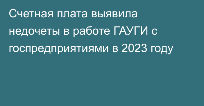 Счетная плата выявила недочеты в работе ГАУГИ с госпредприятиями в 2023 году