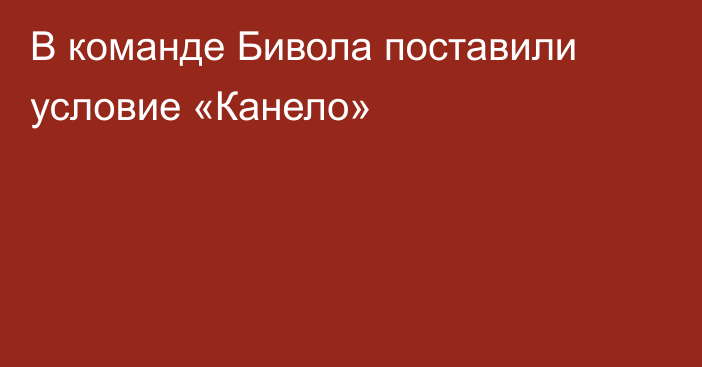 В команде Бивола поставили условие «Канело»