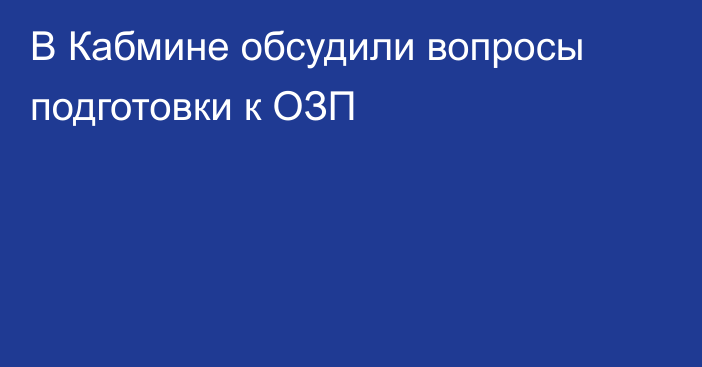 В Кабмине обсудили вопросы подготовки к ОЗП