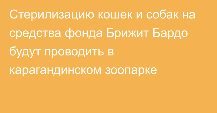 Стерилизацию кошек и собак на средства фонда Брижит Бардо будут проводить в карагандинском зоопарке