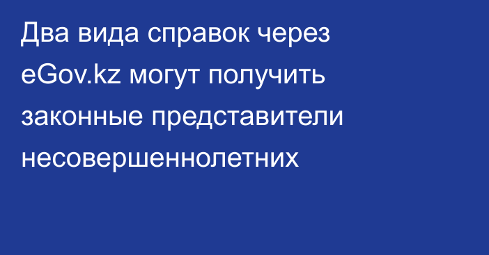 Два вида справок через eGov.kz могут получить законные представители несовершеннолетних