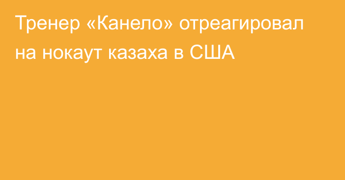 Тренер «Канело» отреагировал на нокаут казаха в США