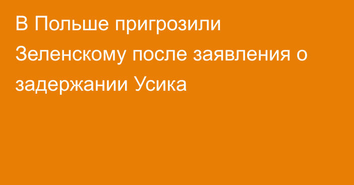 В Польше пригрозили Зеленскому после заявления о задержании Усика