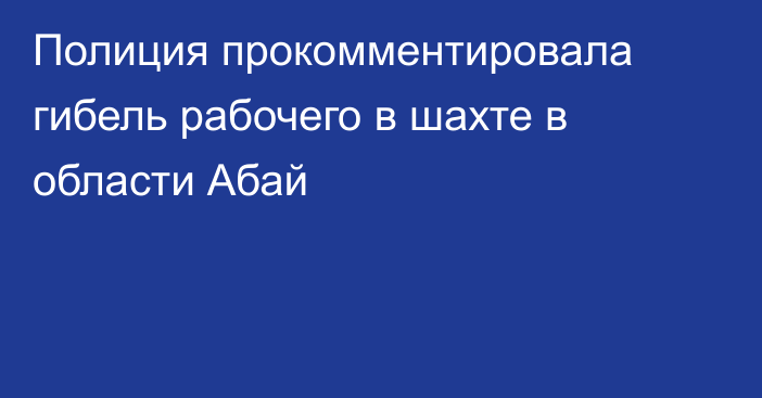 Полиция прокомментировала гибель рабочего в шахте в области Абай