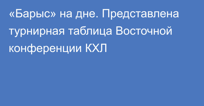 «Барыс» на дне. Представлена турнирная таблица Восточной конференции КХЛ