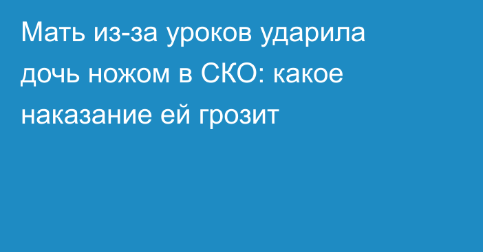 Мать из-за уроков ударила дочь ножом в СКО: какое наказание ей грозит