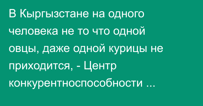 В Кыргызстане на одного человека не то что одной овцы, даже одной курицы не приходится, - Центр конкурентноспособности агробизнеса