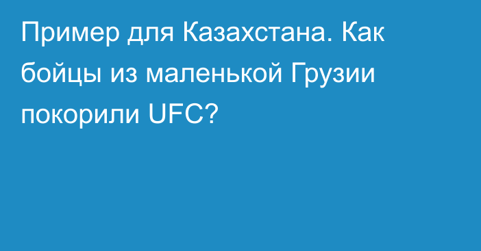 Пример для Казахстана. Как бойцы из маленькой Грузии покорили UFC?