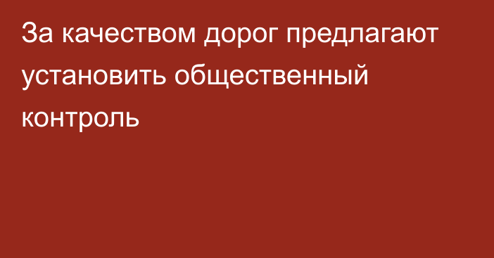 За качеством дорог предлагают установить общественный контроль