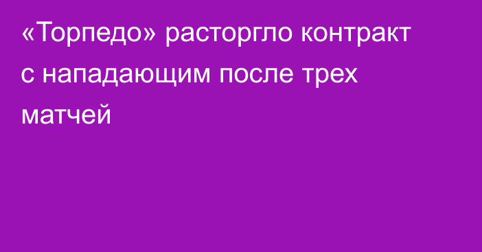 «Торпедо» расторгло контракт с нападающим после трех матчей