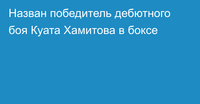 Назван победитель дебютного боя Куата Хамитова в боксе