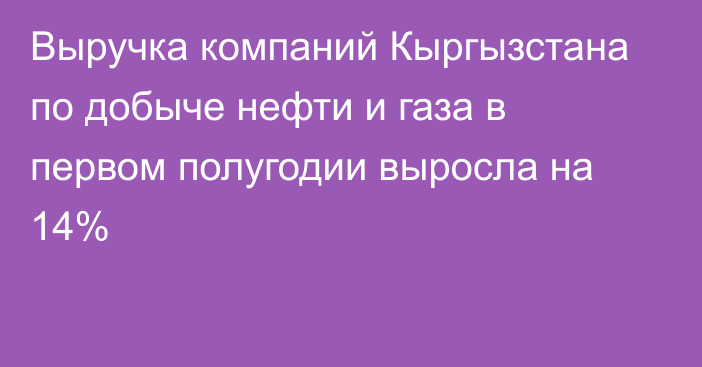 Выручка компаний Кыргызстана по добыче нефти и газа в первом полугодии выросла на 14%