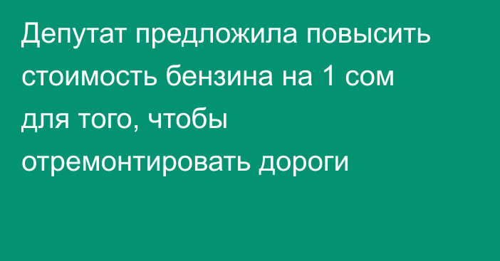 Депутат предложила повысить стоимость бензина на 1 сом для того, чтобы отремонтировать дороги