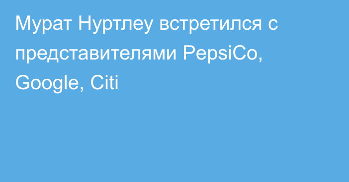 Мурат Нуртлеу встретился с представителями PepsiCo, Google, Citi