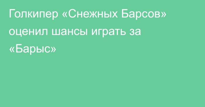 Голкипер «Снежных Барсов» оценил шансы играть за «Барыс»