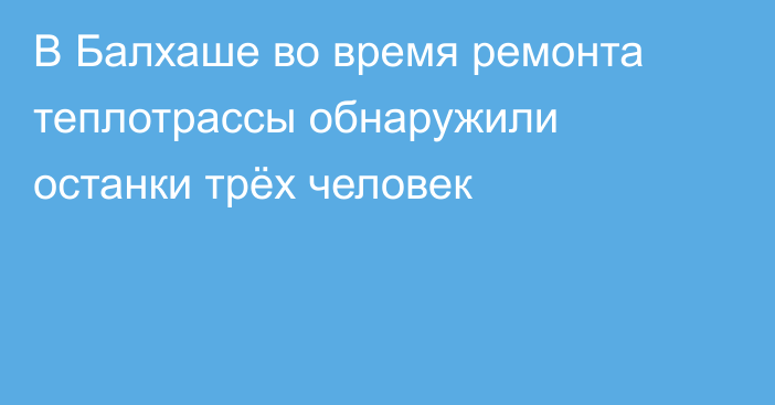 В Балхаше во время ремонта теплотрассы обнаружили останки трёх человек