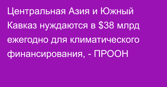 Центральная Азия и Южный Кавказ нуждаются в $38 млрд ежегодно для климатического финансирования, - ПРООН