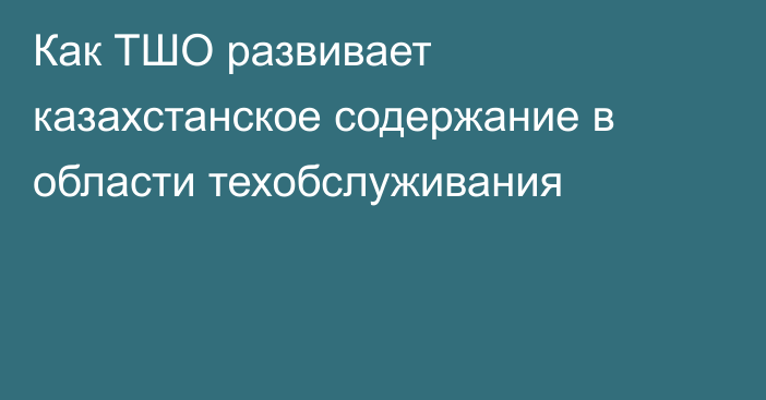 Как ТШО развивает казахстанское содержание в области техобслуживания