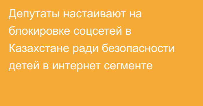 Депутаты настаивают на блокировке соцсетей в Казахстане ради безопасности детей в интернет сегменте