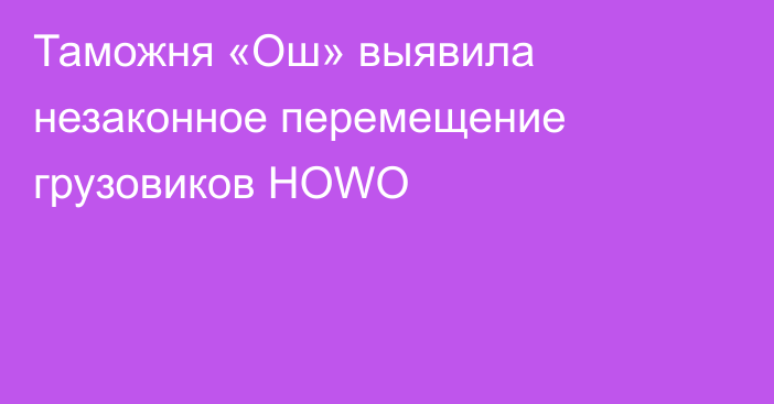 Таможня «Ош» выявила незаконное перемещение грузовиков HOWO