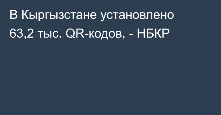 В Кыргызстане установлено 63,2 тыс. QR-кодов, - НБКР