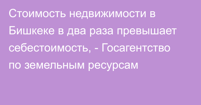 Стоимость недвижимости в Бишкеке в два раза превышает себестоимость, - Госагентство по земельным ресурсам