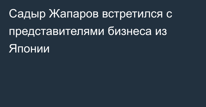 Садыр Жапаров встретился с представителями бизнеса из Японии