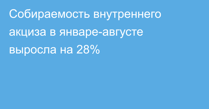 Собираемость внутреннего акциза в январе-августе выросла на 28%