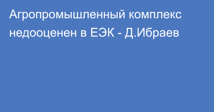 Агропромышленный комплекс недооценен в ЕЭК  - Д.Ибраев