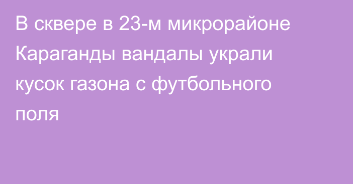 В сквере в 23-м микрорайоне Караганды вандалы украли кусок газона с футбольного поля