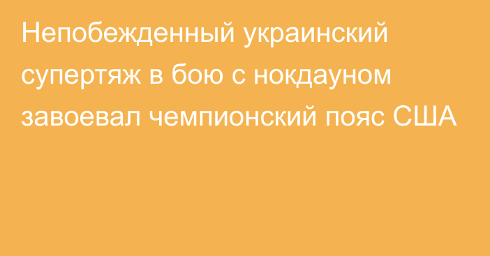 Непобежденный украинский супертяж в бою с нокдауном завоевал чемпионский пояс США