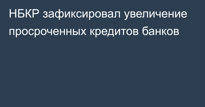 НБКР зафиксировал увеличение просроченных кредитов банков