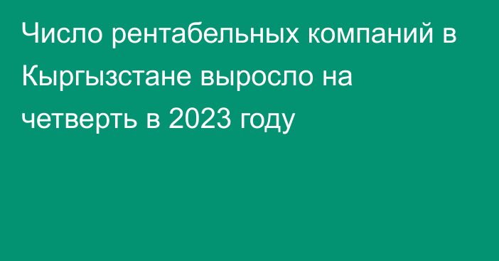 Число рентабельных компаний в Кыргызстане выросло на четверть в 2023 году