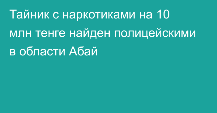 Тайник с наркотиками на 10 млн тенге найден полицейскими в области Абай