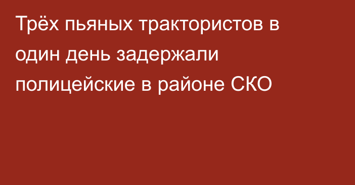 Трёх пьяных трактористов в один день задержали полицейские в районе СКО