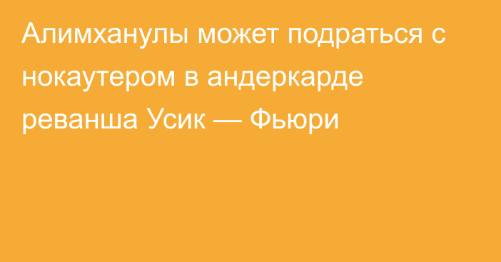 Алимханулы может подраться с нокаутером в андеркарде реванша Усик — Фьюри