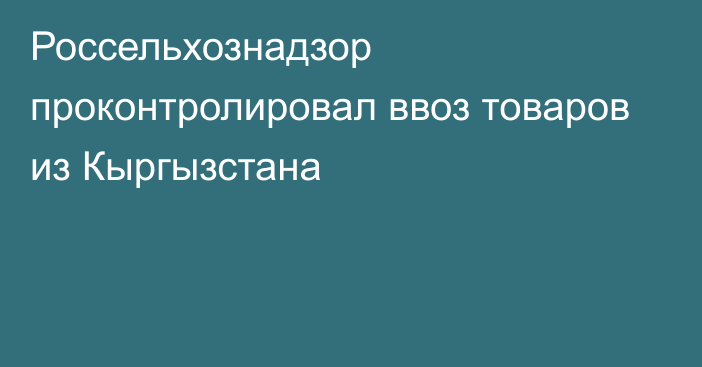 Россельхознадзор проконтролировал ввоз товаров из Кыргызстана