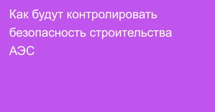 Как будут контролировать безопасность строительства АЭС