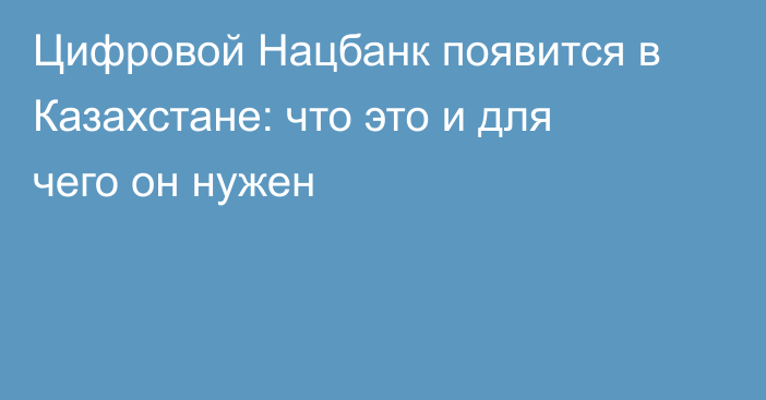 Цифровой Нацбанк появится в Казахстане: что это и для чего он нужен