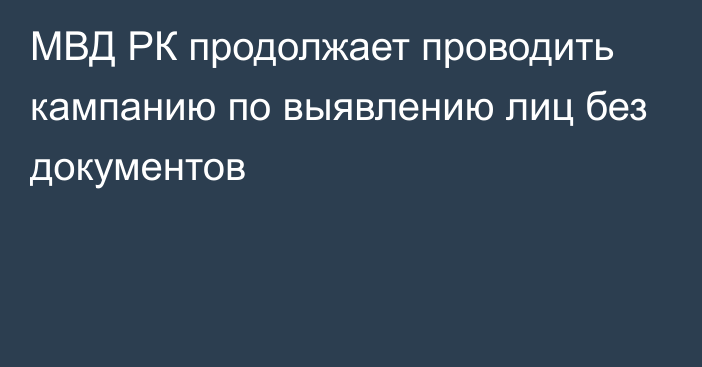 МВД РК продолжает проводить кампанию по выявлению лиц без документов