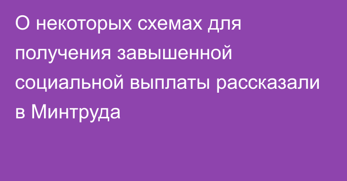 О некоторых схемах для получения завышенной социальной выплаты рассказали в Минтруда