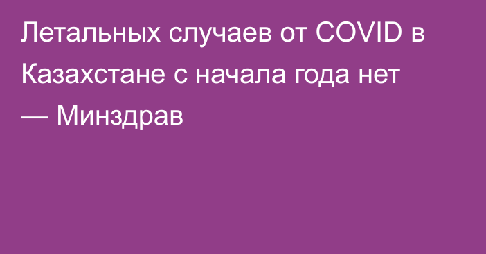 Летальных случаев от COVID в Казахстане с начала года нет — Минздрав